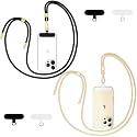 Phone Lanyard 2 Pack - Universal Crossbody Neck Strap with 4 Pads Durable Adjustable Nylon Phone Lanyard for iPhone Samsung and More (Black+Gold)