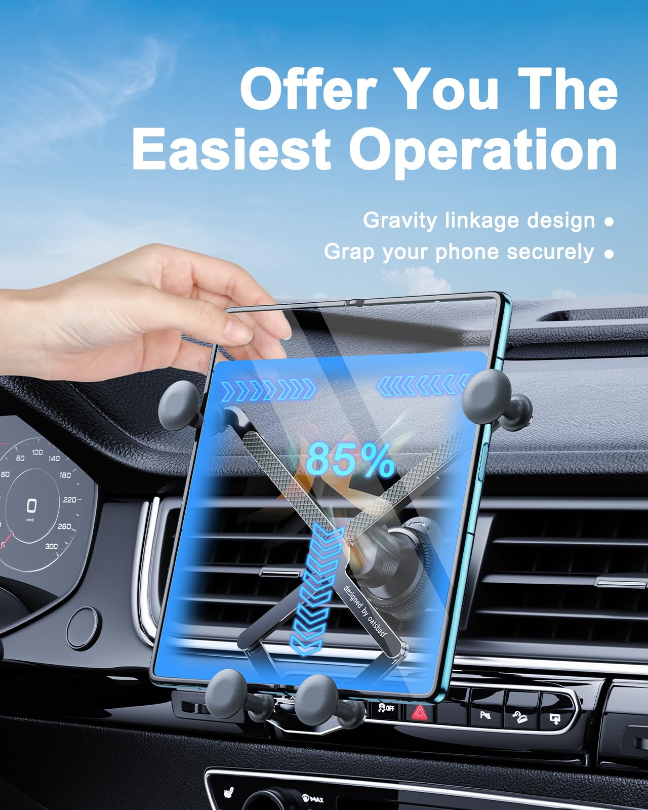 xuenair Z Fold 4 Car Mount, [2 Forms & Thick Case Friendly] Gravity Cell Phone Holder Mount for Samasung Galaxy Fold 7 6 5 4 3 2 Accessories Google