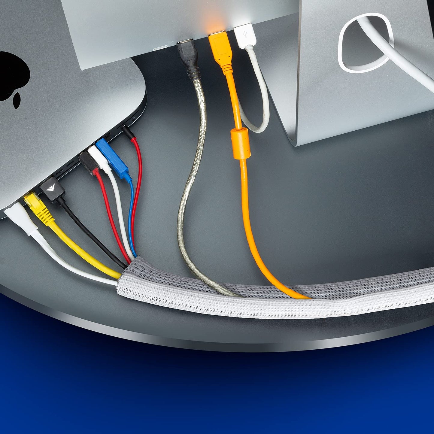 Cable Management Wire Loom 3ft -1 inch, Cable Sleeve Split Tubing, Cord Covers for Wires on Floor, Cord Protectors from Pets Chewing Cables, White (2