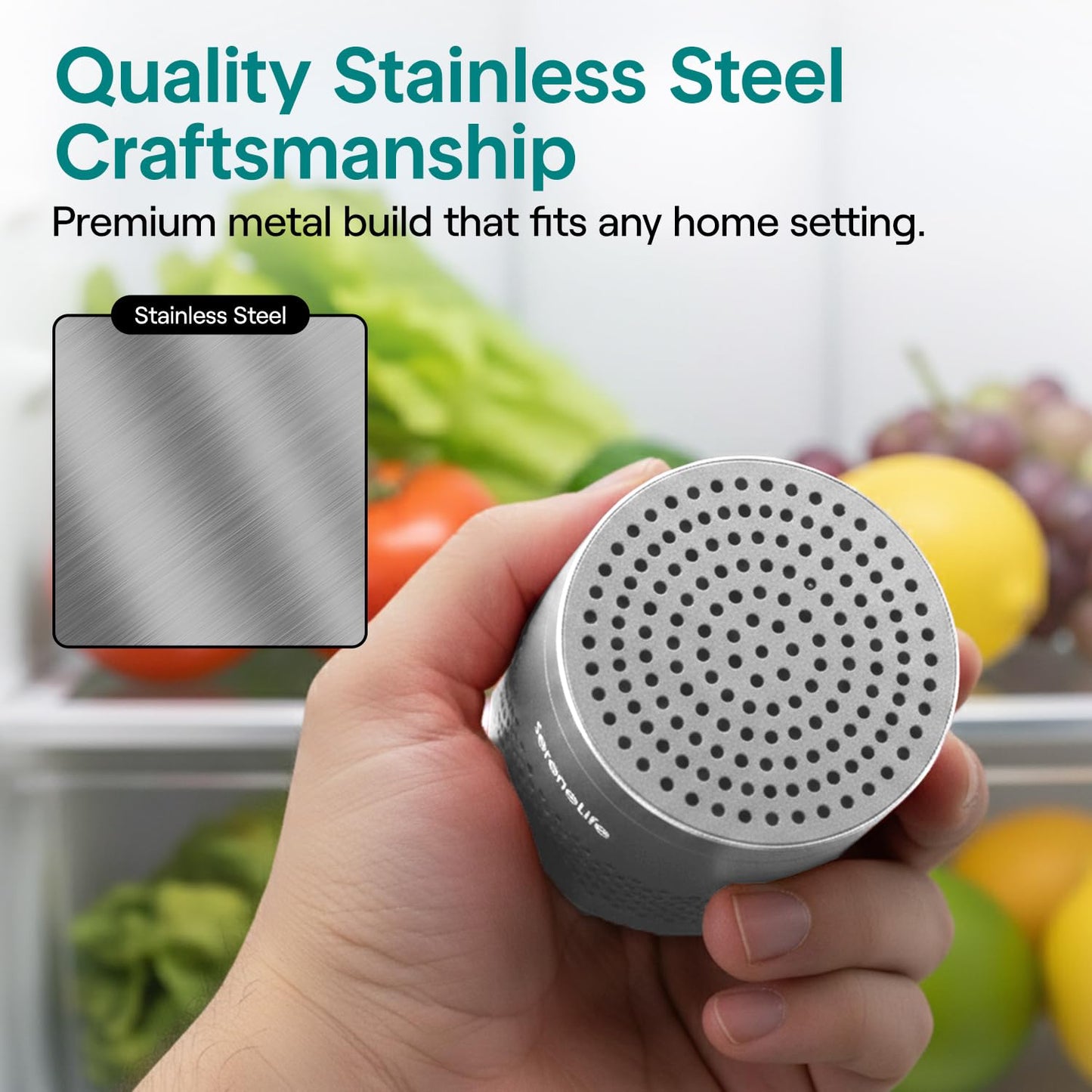 SereneLife Fridge Deodorizer & Odor Eliminator, Multi-Use Refrigerator Deodorizer Aluminum Pod for Freezer, Closet, Car, Shoes & Enclosed Spaces