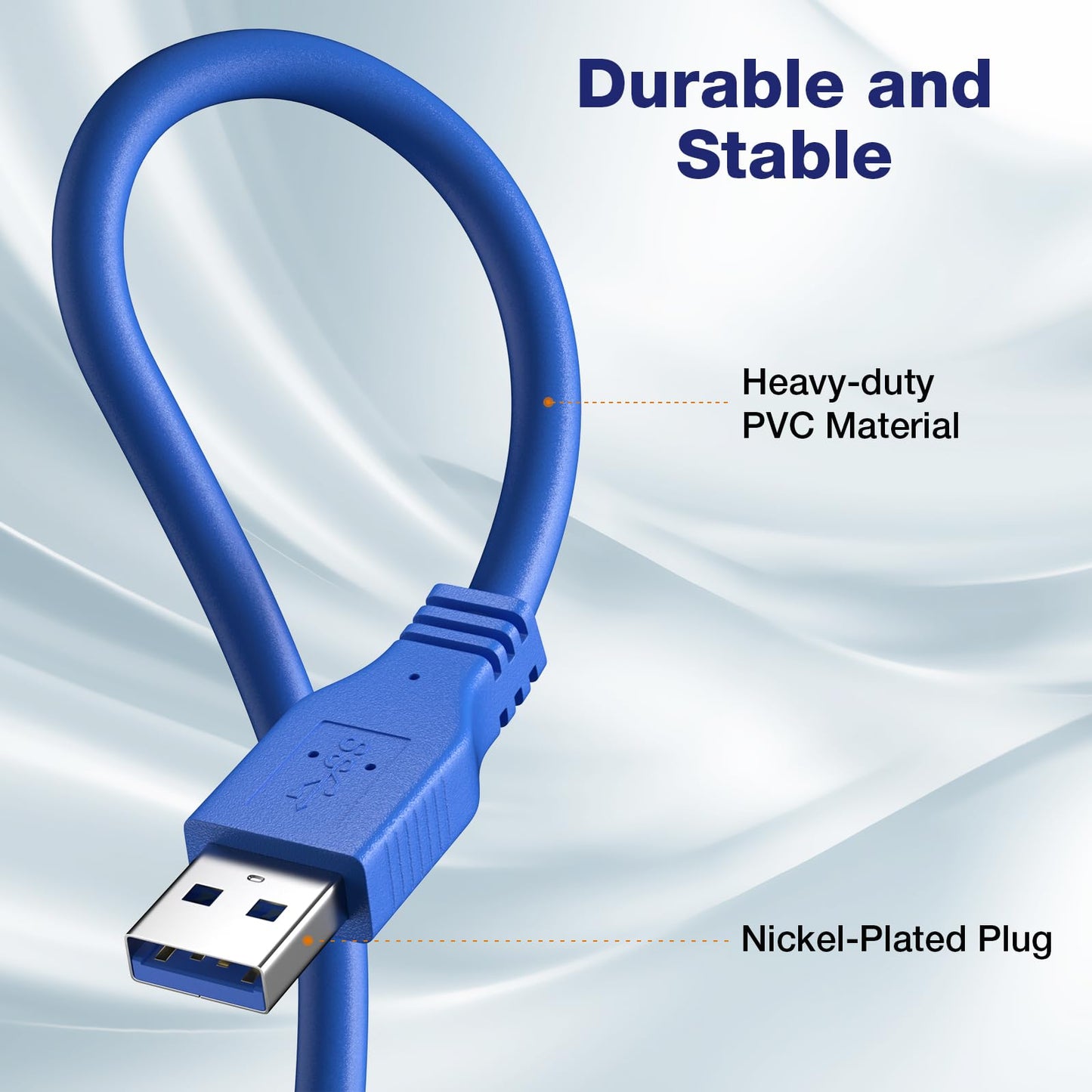 RIITOP Short USB 3.0 Extension Cable USB-A Extender Male to Female 5Gbps (1FT,2-Pack)