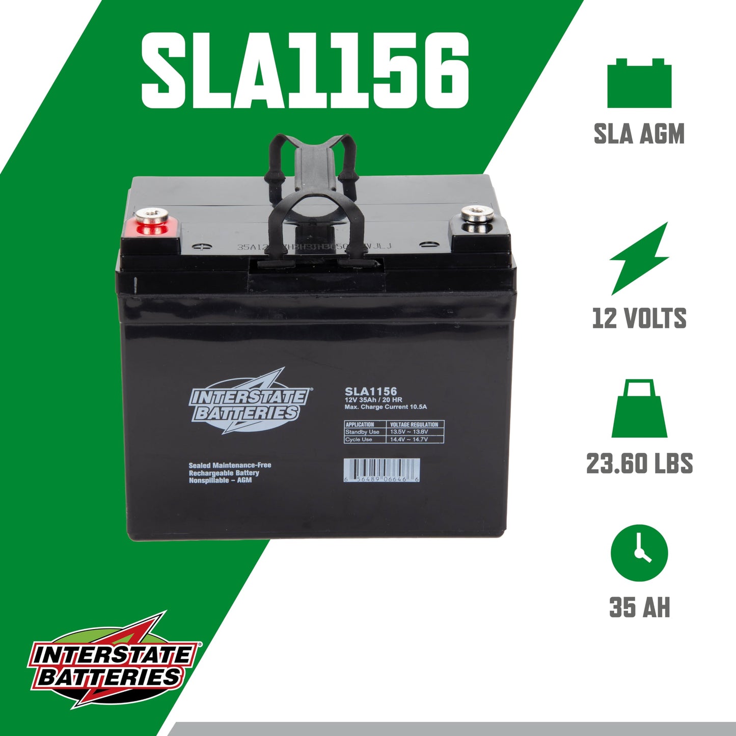 Interstate Batteries 12V 35Ah Battery (Insert Terminal) SLA AGM VRLA Rechargeable Replacement for Construction Devices, Electric Stations, Backup…