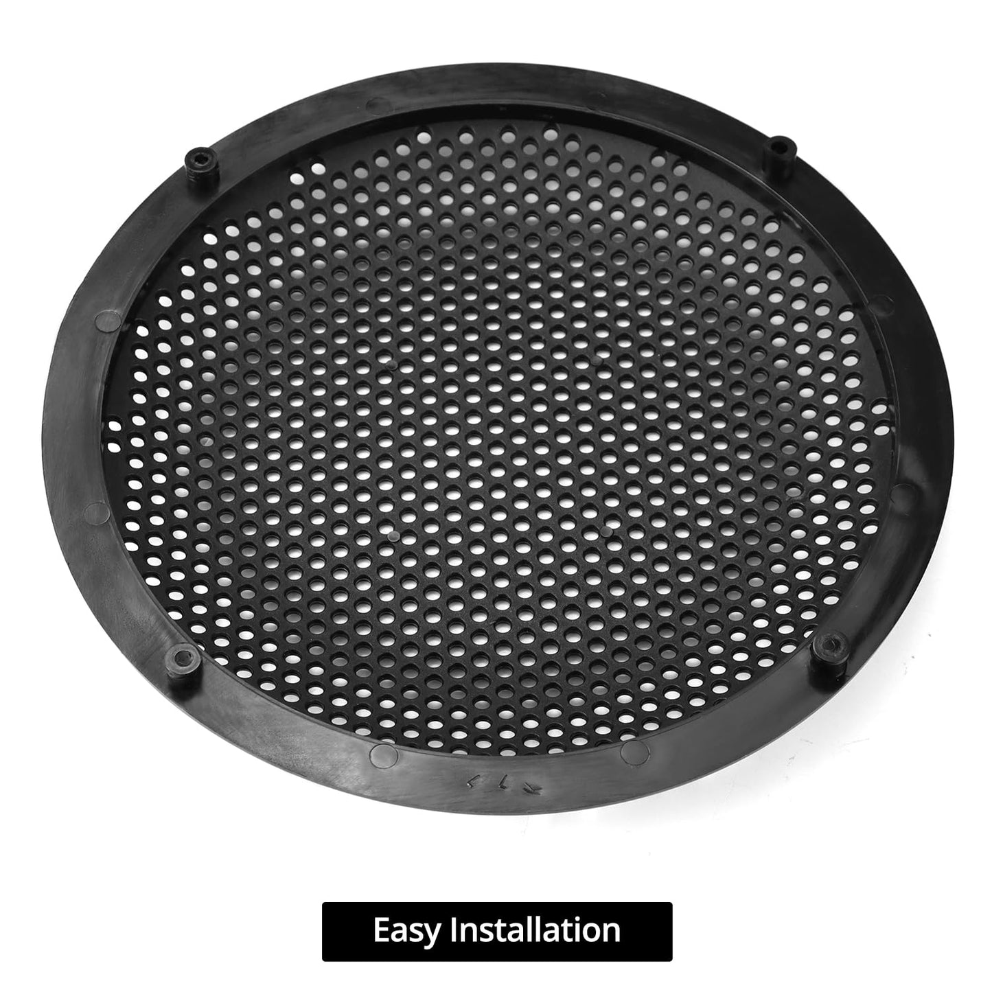 QWORK 4-Pack 8'' Black Plastic Audio Speaker Cover, Durable Subwoofer Grill Horn Guard with Mesh, Ideal for Car Speakers and DIY Projects"