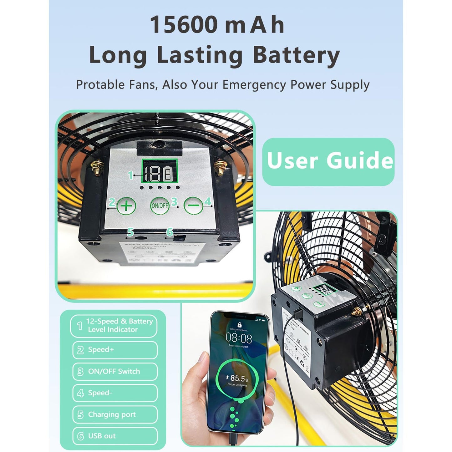 Knnotyr Outdoor Fan Can Running 5-24 Hours,Solar Powered Fan For Shed,Home,Ouside,Camping?with USB Output For Emergency Situation Without Electric