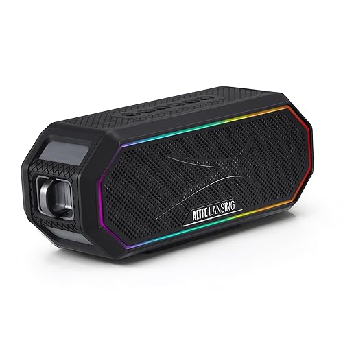 Altec Lansing Magnetic Bluetooth Speaker HYDRAJOLT 2.0, Waterproof IP67, 12W Output Power, 16H Battery, Multicolor LED, 100ft Wireless Range, Voice