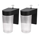 LIT-PaTH Dusk to Dawn Outdoor Wall Lantern, LED Jelly Jar Light, 11W 800 Lumens, 5000K Daylight White, Aluminum Housing Plus Clear Shade, Matte Black