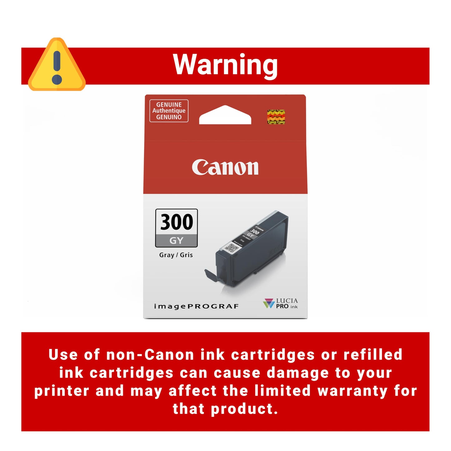 Canon PFI-300 Genuine Gray Ink Tank, Compatible with ImagePROGRAF PRO-300 Printers
