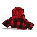 DolliBu Red Hoodie Plaid Jacket Teddy Bear Clothes - Cute Red Long Sleeve Shirt Plaid Flannel Sweater For Teddy Bear, Stuffed Animal Dress Up…