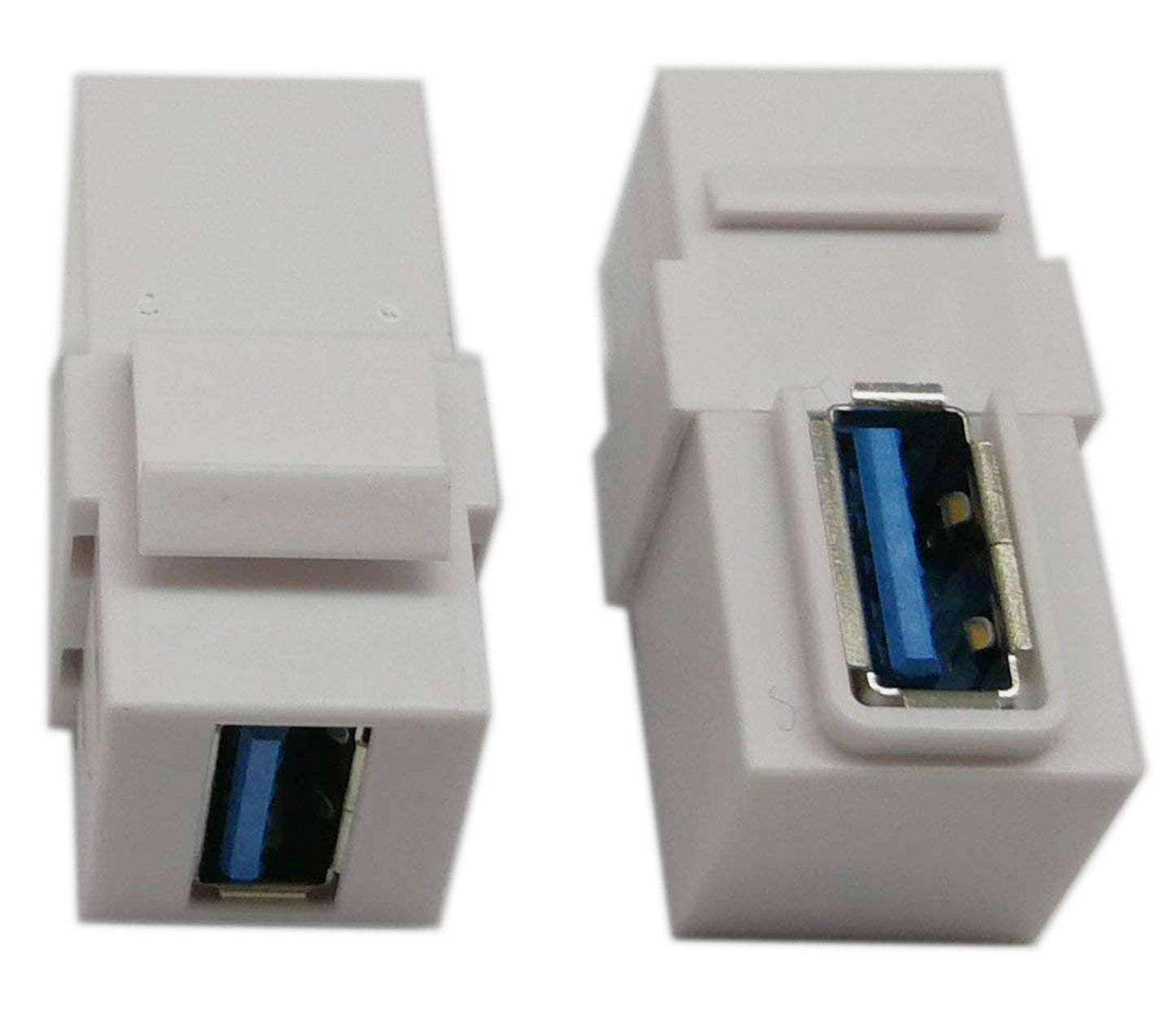 USB 3.0 Keystone Jack Inserts, zdyCGTime (2-Pack) 90 Degree Right Angled USB 3.0 Adapters Female to Female Connector for Wall Plate Outlet Pane…