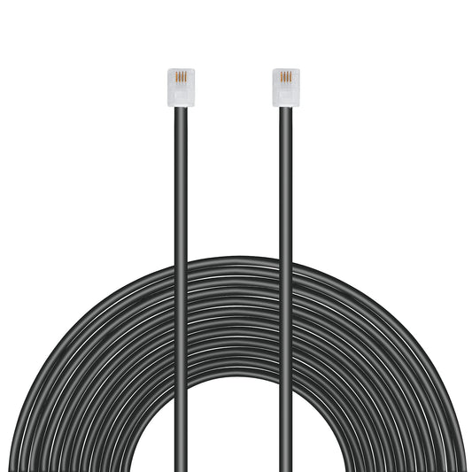 Uvital 33 Feet Telephone Landline Extension Cord Cable Line Wire with Standard RJ-11 6P4C Plugs(10M,1Pack) (Black)