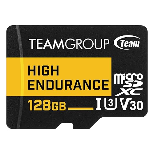TEAMGROUP HIGH Endurance 128GB Micro SDXC UHS-I U3 V30 4K 100MB/s (Designed for Monitoring) Stable Durable Long Lasting Flash Memory Card, Support 4K