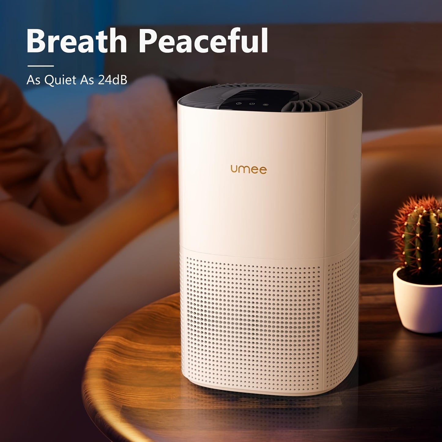 Air Purifier for Home Bedroom, Circulating Air for Room Up to 540 ft², Sleep Mode with 24 dB Quiet, 4 Modes, 12 H Timer, Portable for Office, Dorm