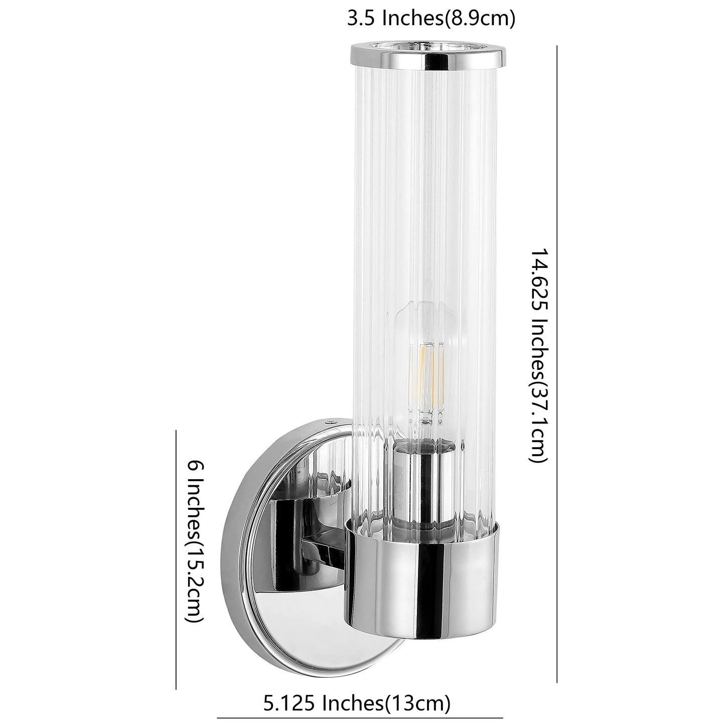 JONATHAN Y 6" Chrome 1-Light Modern Mid-Century LED Vanity Light Sconce for Bathroom, Hallway, Bedroom Wall Mounted Fixture with Striped Clear Glass