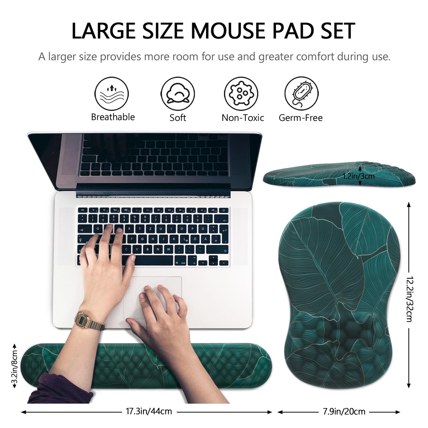 Mouse Pad Wrist Support, Laokiiy 2 in1 Keyboard Wrist Rest+ Ergonomic Mouse Pad, Non-Slip Wrist Rest for Computer Keyboard, Made Easy Typing & Relieve