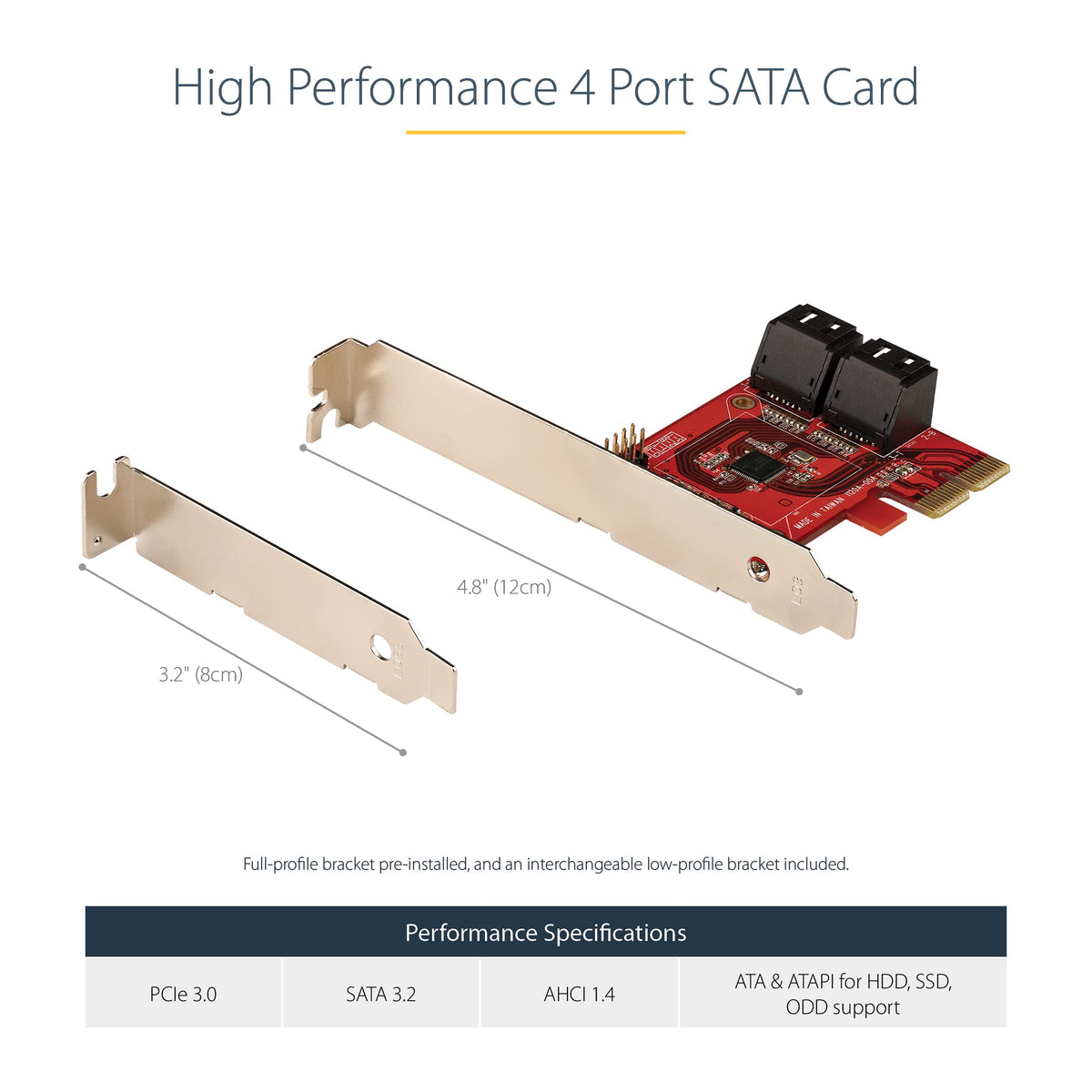 StarTech 4-Port SATA III 6Gbps PCIe Card, Non-RAID (4P6G-PCIE-SATA-CARD)