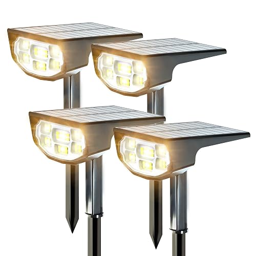 LuViva Solar Spot Lights Outdoor IP68 Waterproof, Ultra-Bright Performance?Simple Modes for Easier Operation, Auto On/Off?Solar Powered Landscape