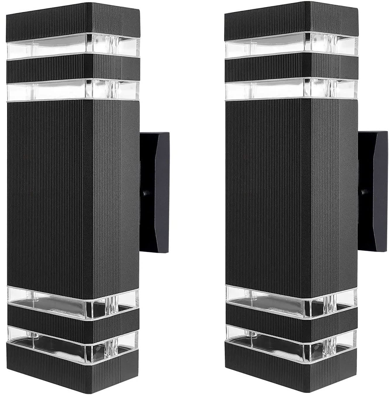 RETRELMP Outdoor Wall Sconce Light, LED Exterior Black Modern Wall Lamps, Porch Square Up and Down Wall Mount Lights for Garage Garden Balcony
