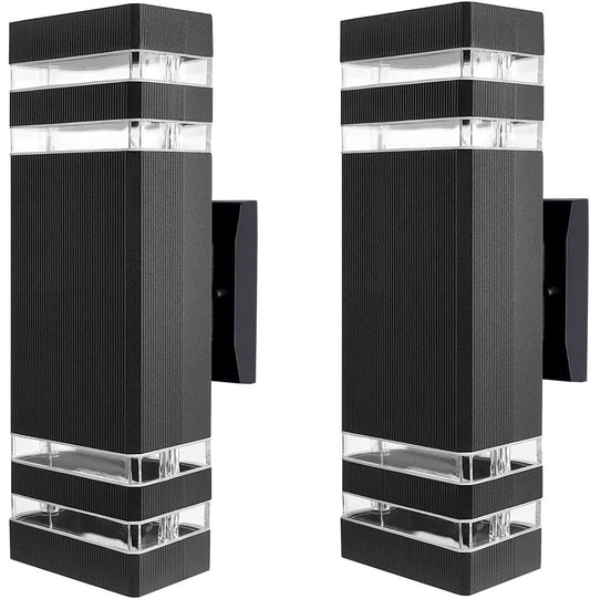 RETRELMP Outdoor Wall Sconce Light, LED Exterior Black Modern Wall Lamps, Porch Square Up and Down Wall Mount Lights for Garage Garden Balcony
