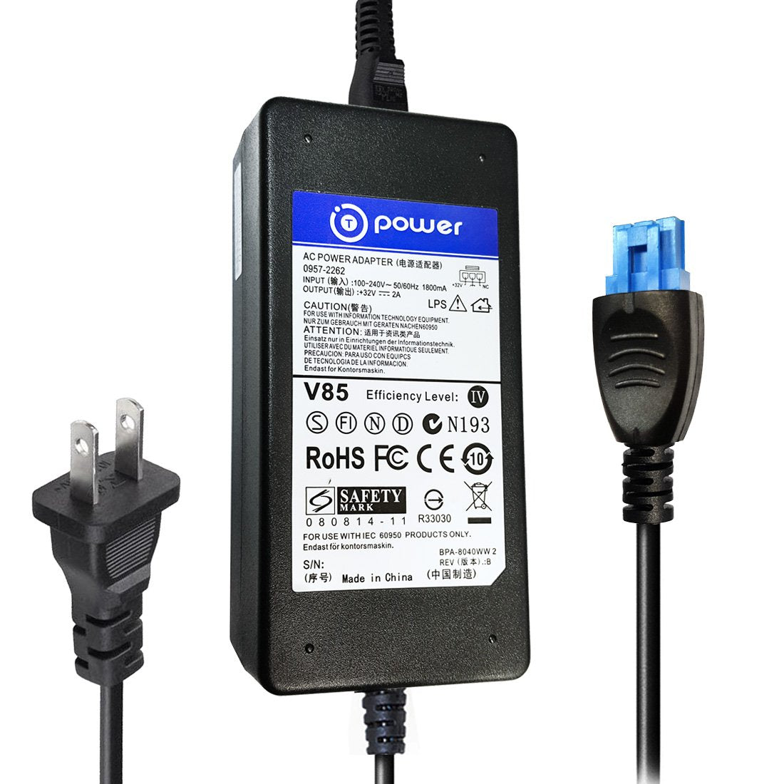 T POWER 32V Ac Dc Adapter Charger for for HP Officejet Pro,Plus 8000 8500 8500A 8250V 8250xi Series Color Inkjet All-in-one Printer Models: A809…