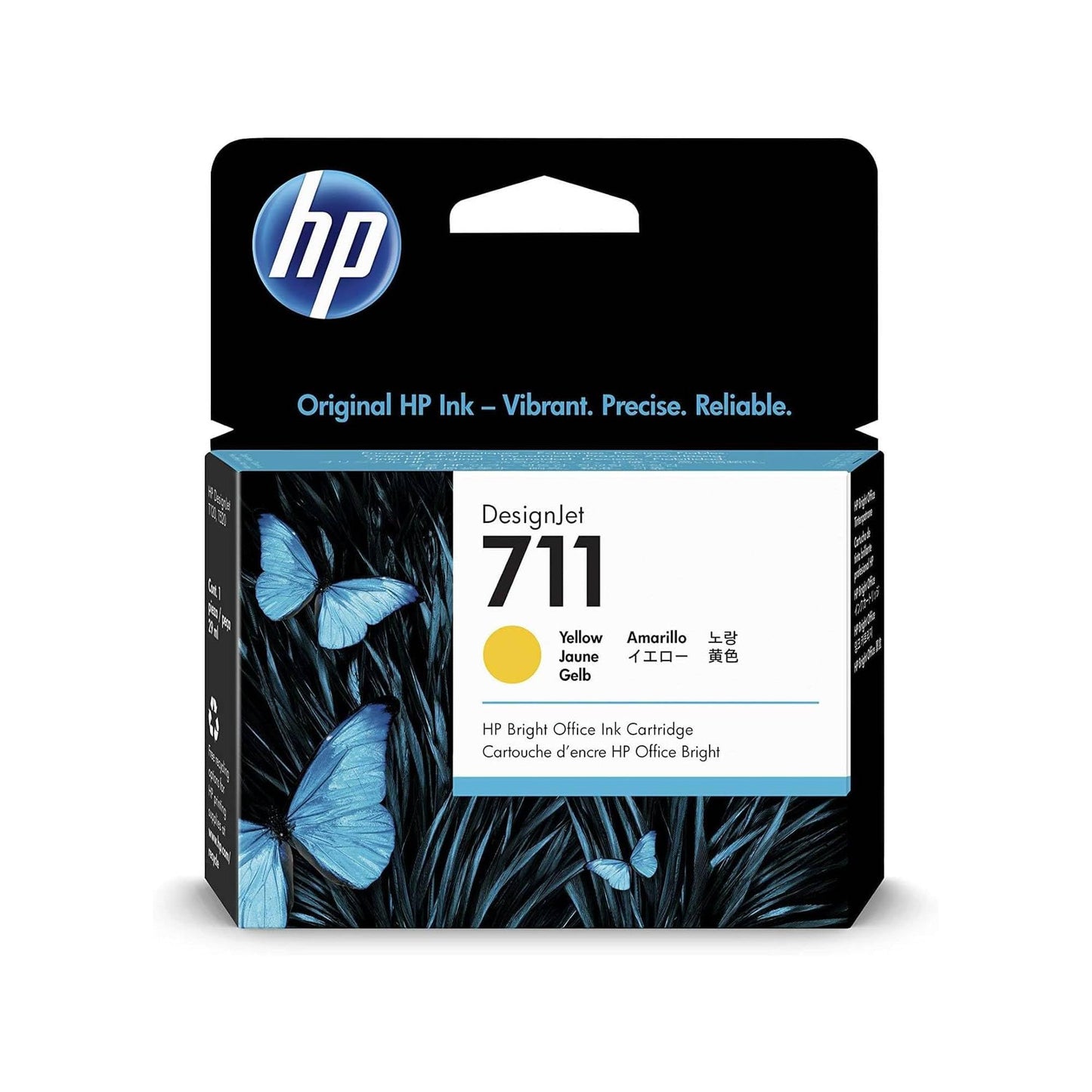 HP 711 Yellow 29-ml Genuine Ink Cartridge (CZ132A) for DesignJet T530, T525, T520, T130, T125, T120 & T100 Large Format Plotter Printers