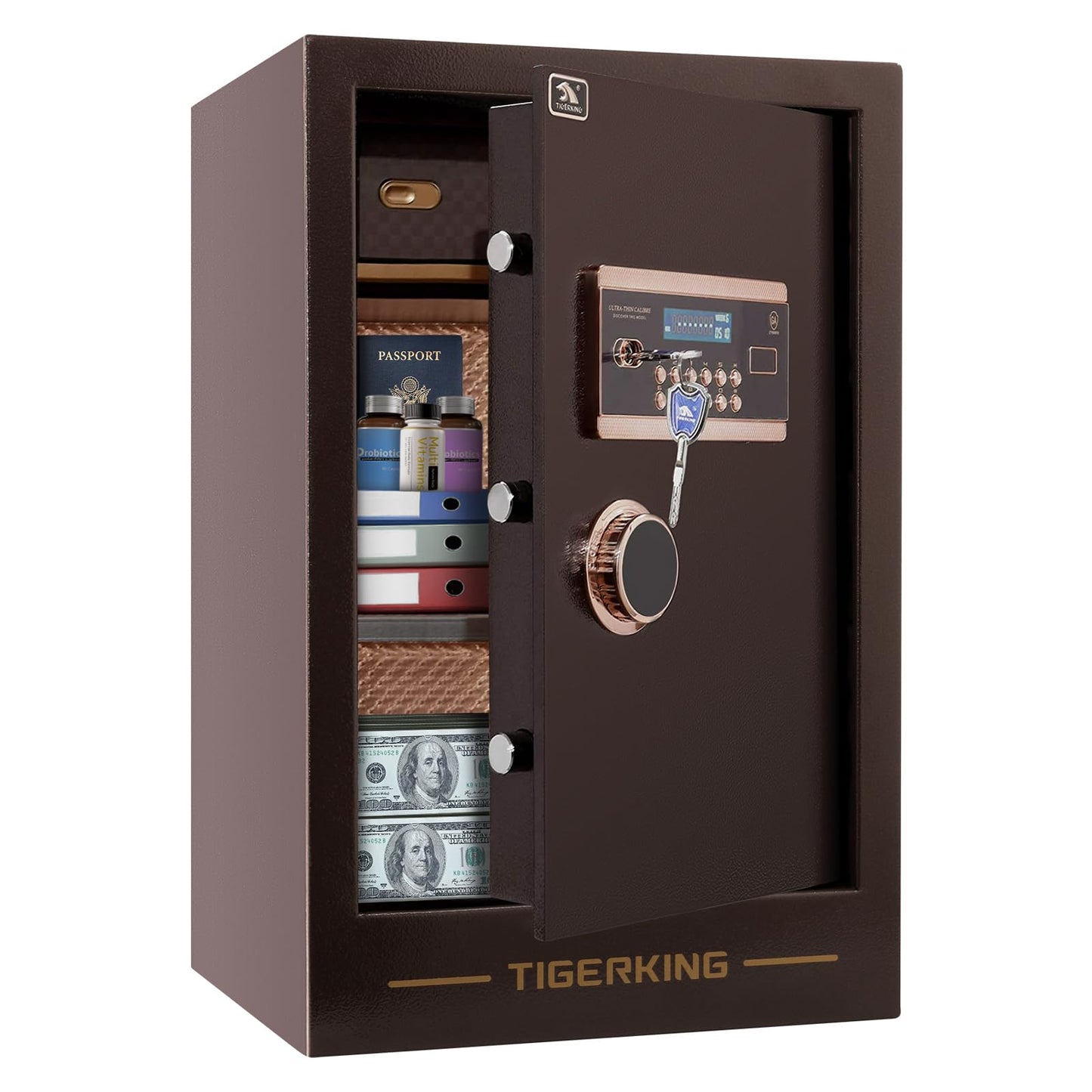 TIGERKING 3.47 Cuft Large Heavy Duty Safe Box, Digital Security Home Safe with Combination Lock Built-in Lockable Box, Dual Alarm System Safes