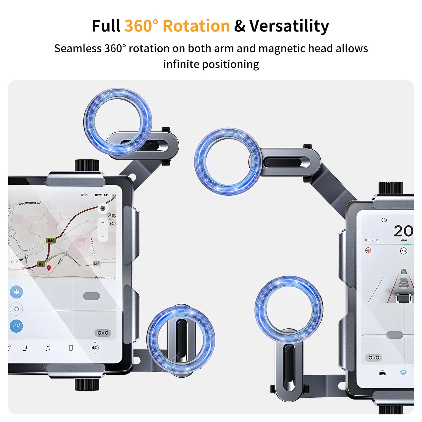 OWLREX MagSafe Tesla Phone Mount for Model 3/Y/S/X/Cybertruck - Magnetic Car Phone Holder with N52 Strong Magnet 360° Rotatable Alloy Stand Silicone