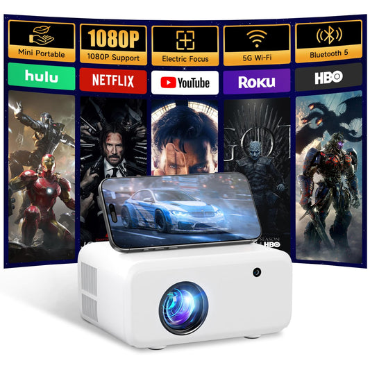 Mini Projector with WiFi and Bluetooth - 2025 Upgraded, 1080p Video Supported, 13000L, HiFi Speaker, Long-Life Lamp, Multi-Device Compatible - Create