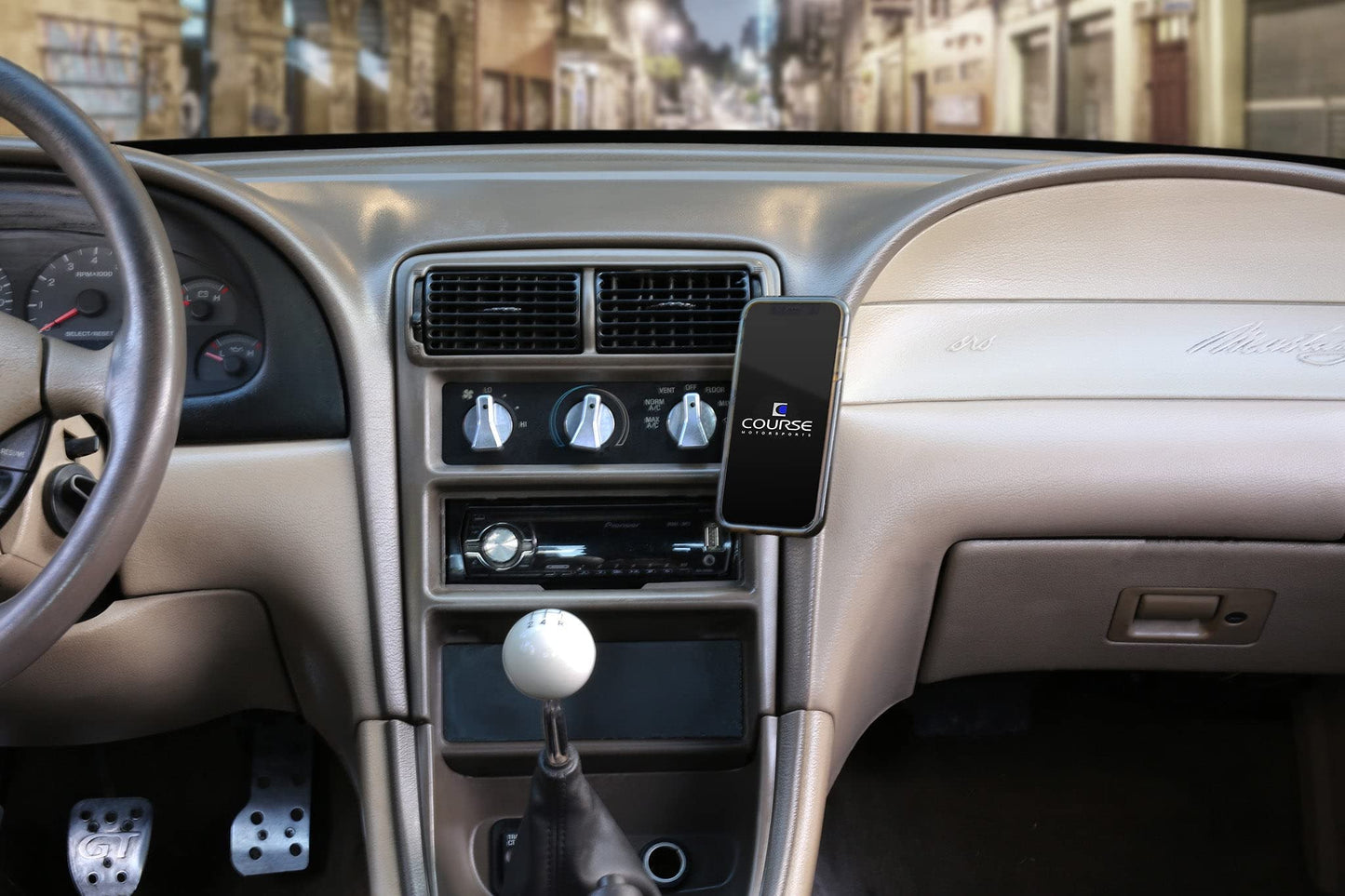 Course Motorsports Direct Fit Phone Mount: Ford Mustang, Mustang GT, SVT Cobra, SVT Cobra R, Mach 1 (1994-2004) Magsafe Head - Non Charging Right