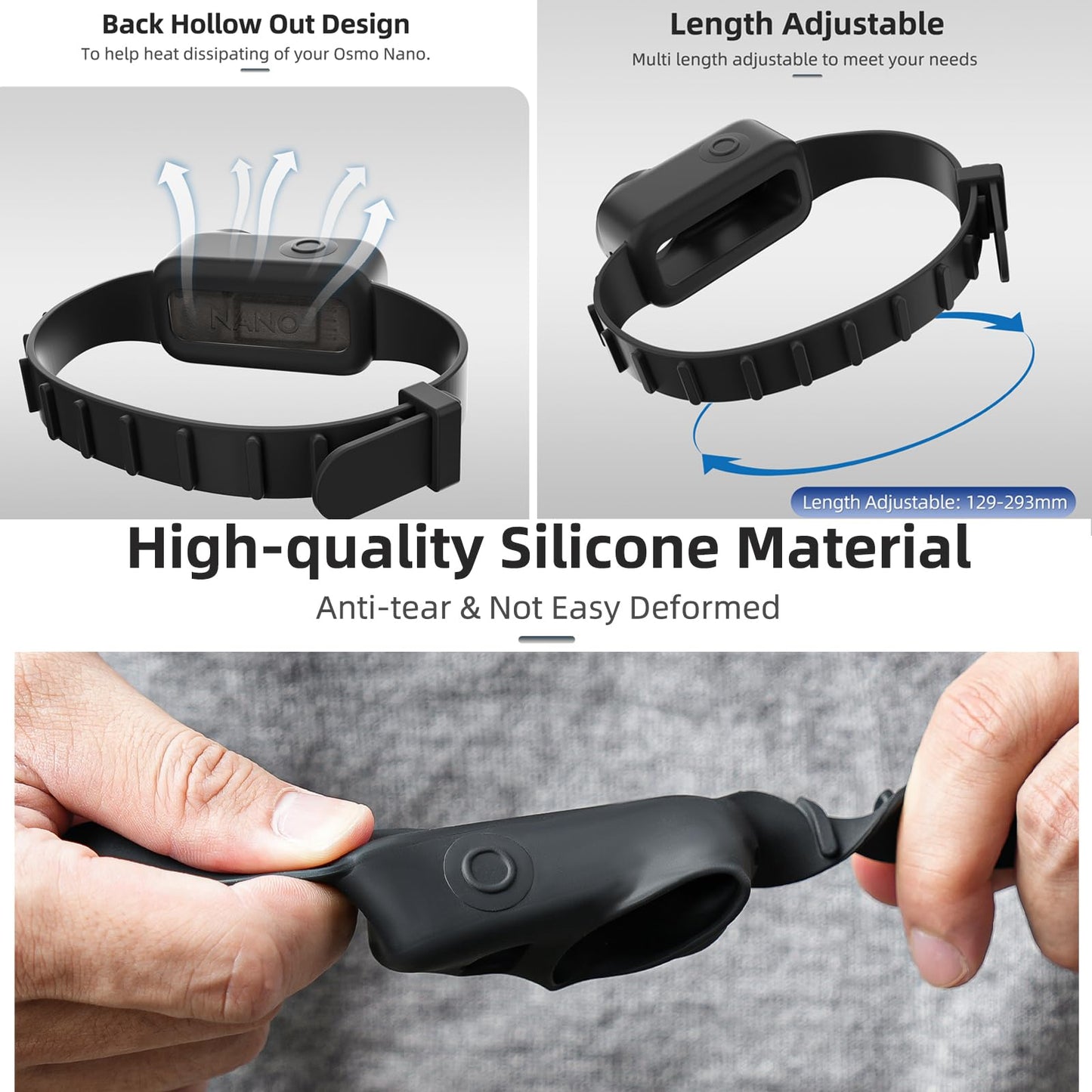 Honlyn Hand Wrist Strap for DJI Osmo Nano, Osmo Nano Protection Cover Wristband Dog Cat Collar Bicycle Mounted Holder Fixed Tie Belt