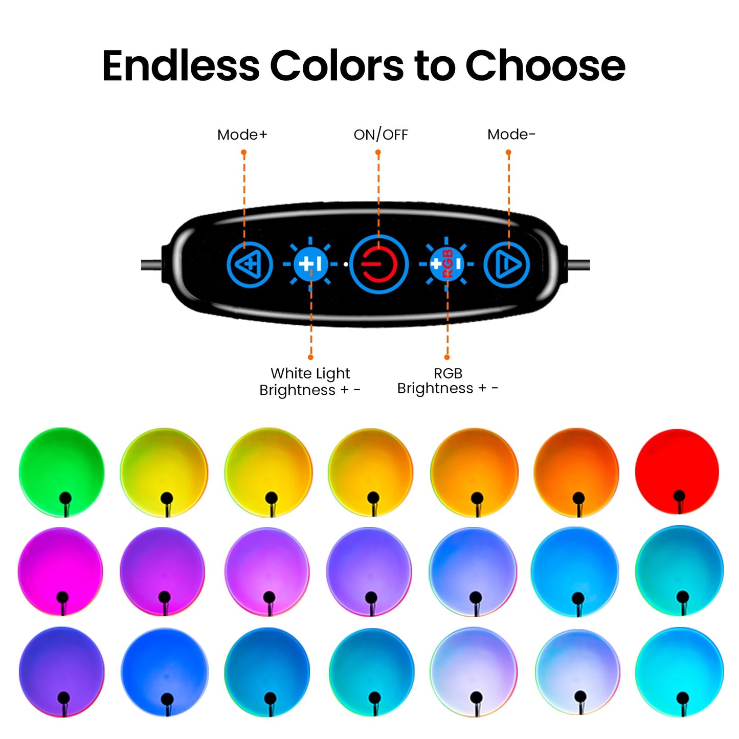Tsrarey Sunset Lamp Projection, Not Only 21 Colors Sunset Lights, 180 Degree Rotation Led Light, Push Button Switch & APP Control Projector for Party