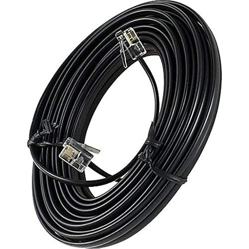 Bistras 25 FEET Black Phone Telephone Extension Cord Cable LINE Wire with Standard RJ-11 Plugs