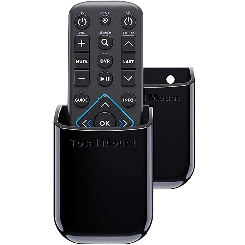 TotalMount Universal Remote Control Holders (2 Pack) - Attach to Wall or Back of TV - Compatible with All TV Remotes (Premium Black, Medium)