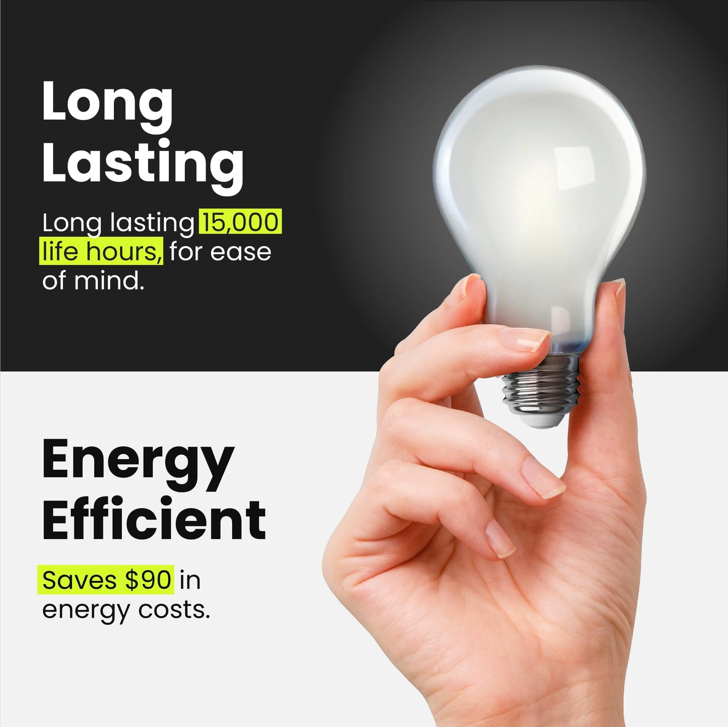 Feit Electric LED A19 Medium Base Light Bulb - 40W Equivalent - 15 Year Life - 450 Lumen - 5000K Daylight - Dimmable | 4-Pack