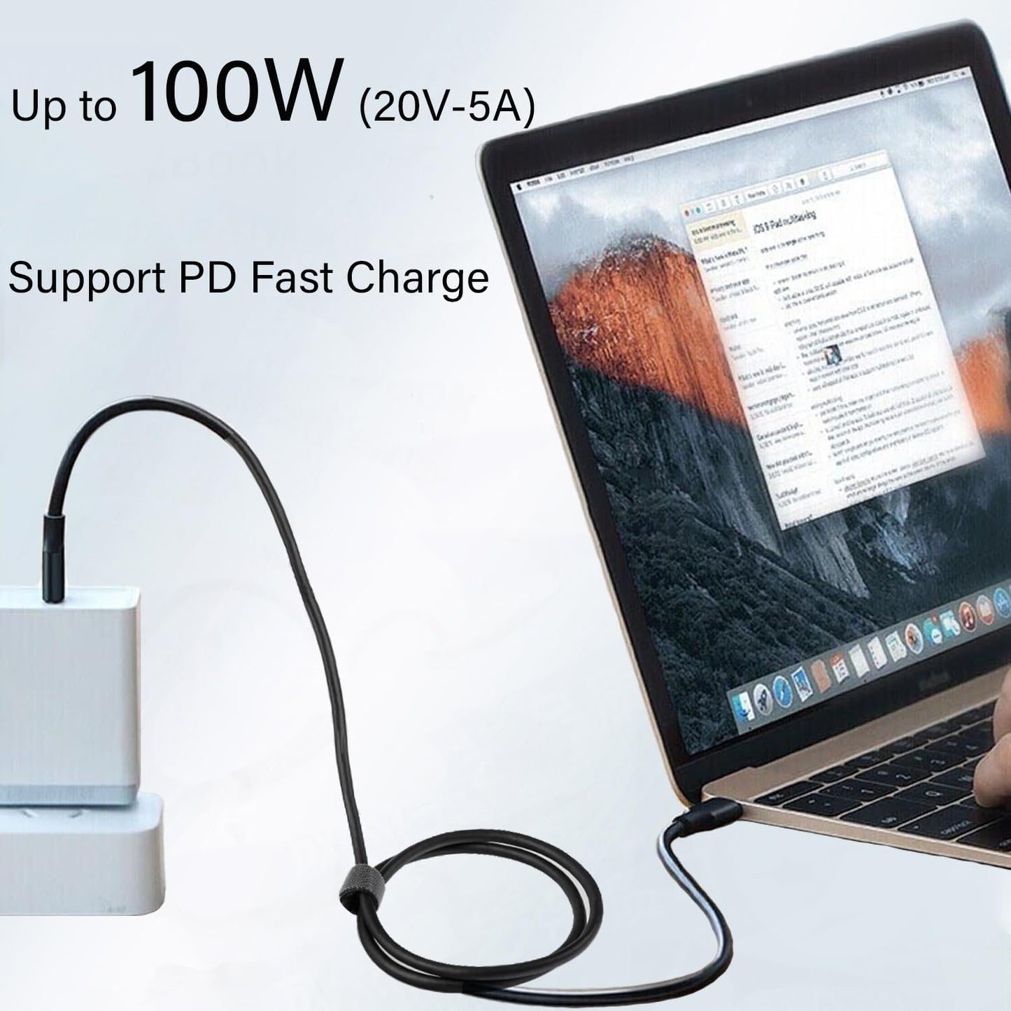 Pocxwa USB-C to USB-C Cable, 5Ft 4K USBC Cable, Fast Charging & Data Sync Charger Cord Compatible with MacBook Pro, Samsung Galaxy Smartphone Tablets