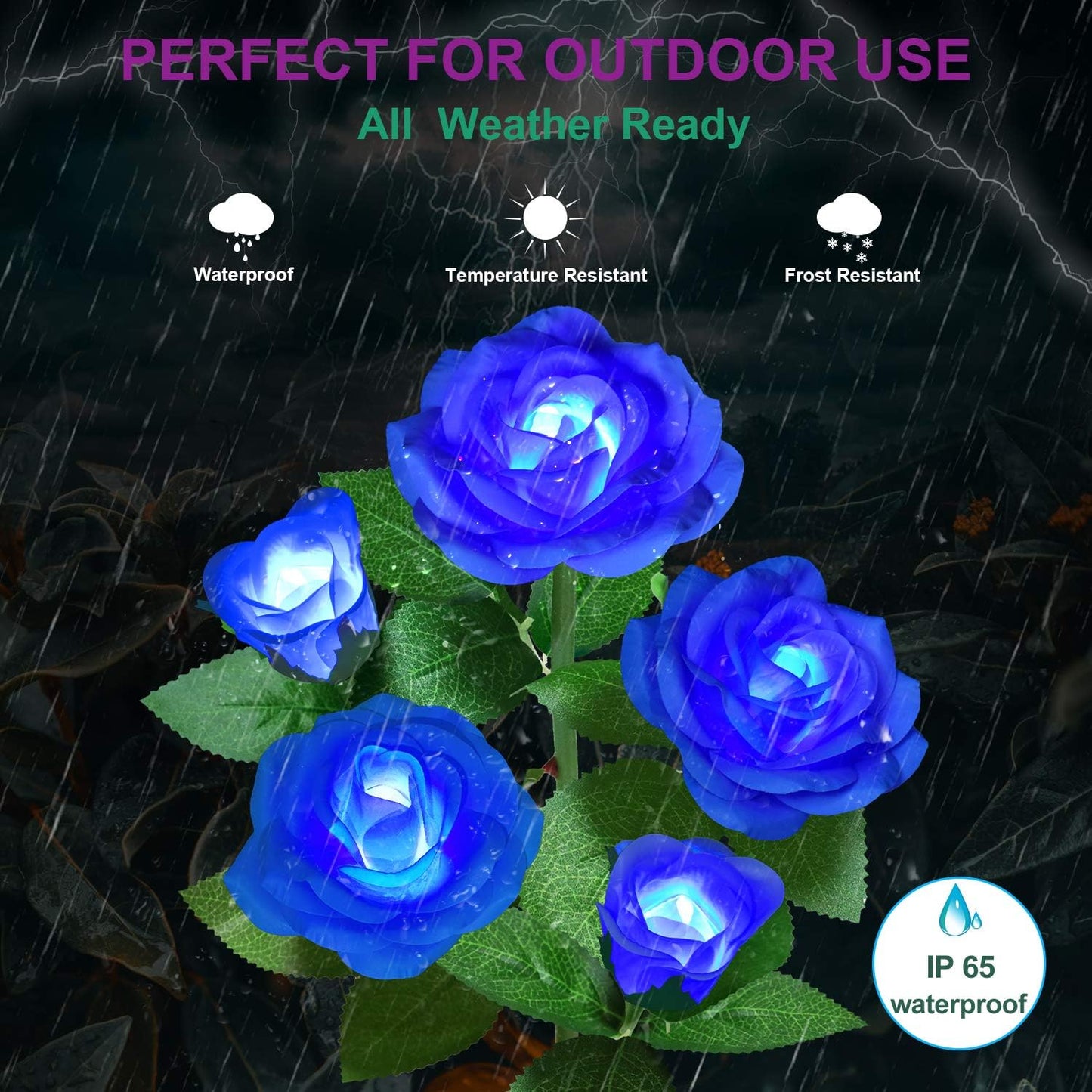 YWYWLED Solar Flower Lights Outdoor - Upgraded New Material Two Modes Realistic LED Solar Powered Waterproof Lights with 5 Roses, Solar Decorative