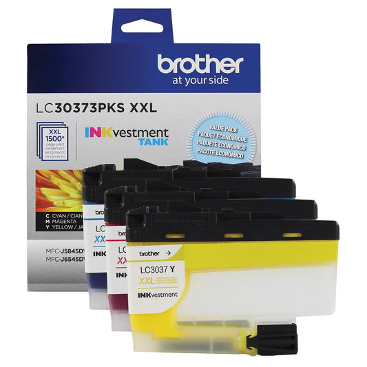 Brother Genuine LC30373PKS, 3-Pack Super High-Yield Color INKvestment Tank Ink Cartridges, Includes 1 Cartridge Each of Cyan, Magenta and Yellow Ink