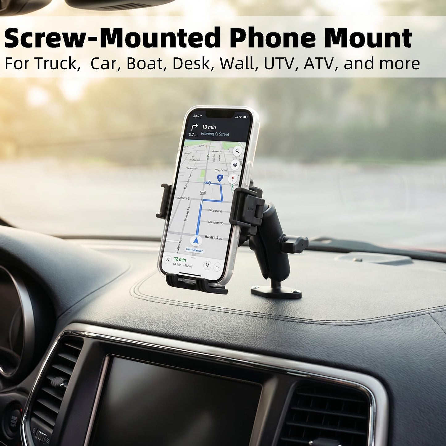 FPN Heavy Duty Phone Mount Holder with Vibration Dampener for Boat Truck Car [Camera Friendly] [1s Lock & Release] [Aluminum Screw-Mounted AMPS