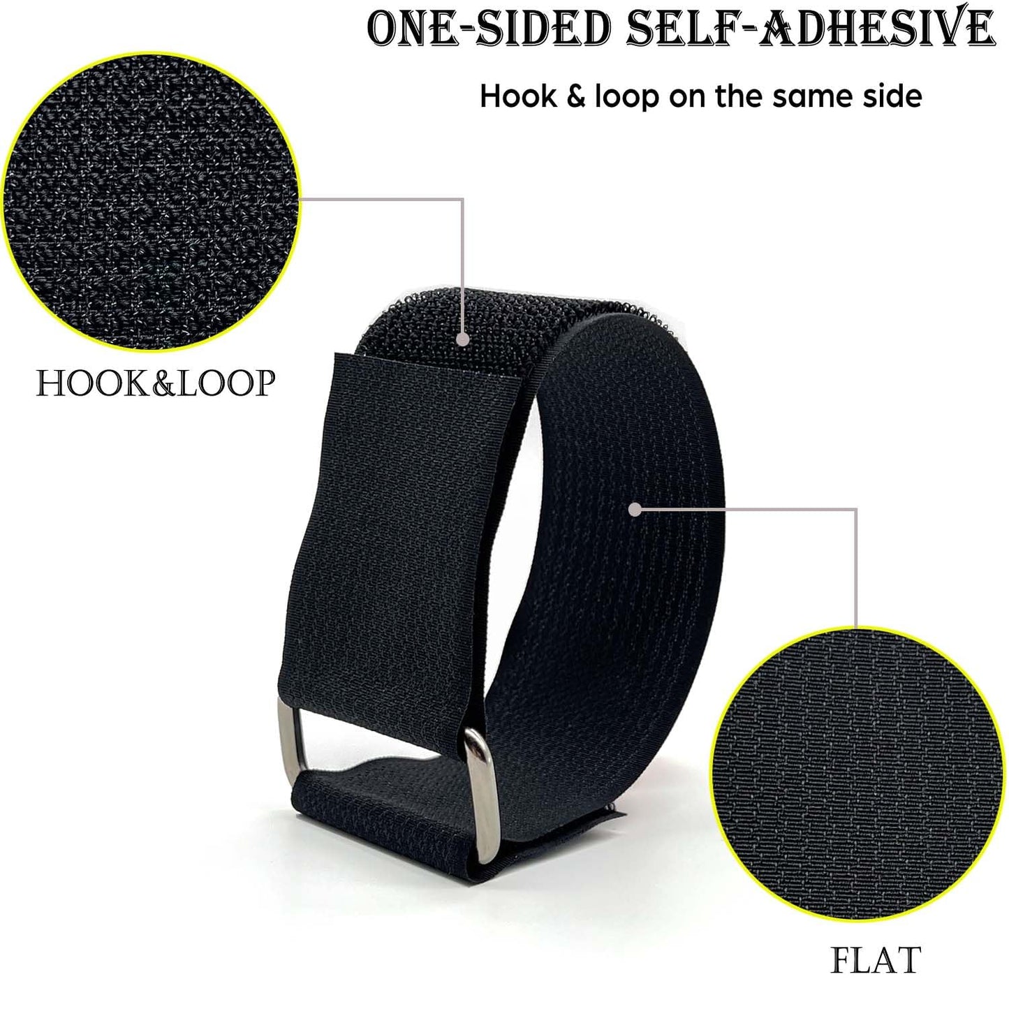 Wide 2" ×16 Ft Long Hook and Loop Cable Straps with 12 Heavy Metal Buckles, Adjustable Nylon Tie Down Straps,Free Cut Length and Width, Reusable