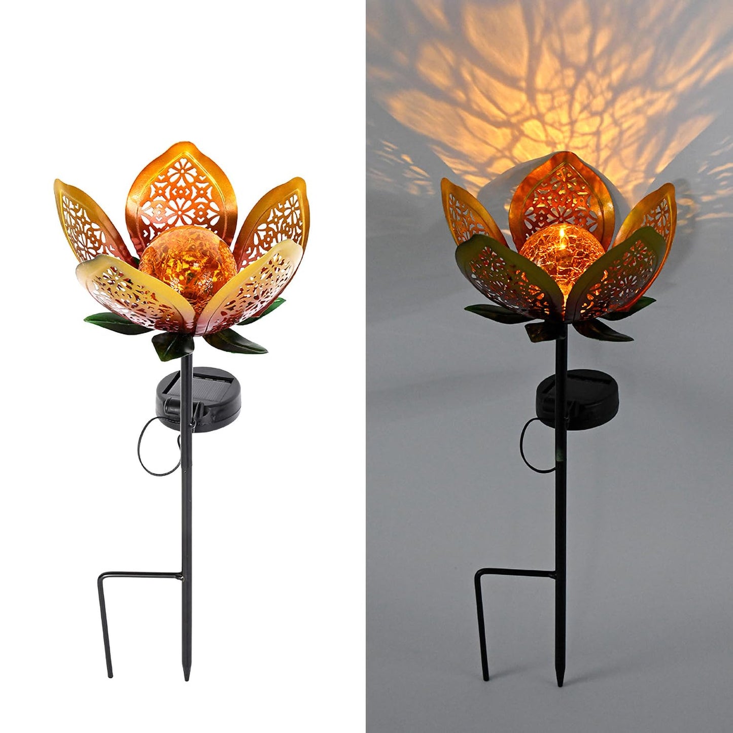 YMTengFei Solar Lights Outdoor Garden Decor,LED Lotus Flower Lamp, Metal Tulip Solar Lawn Lamp for Courtyard Decoration, Garden Gifts for Women