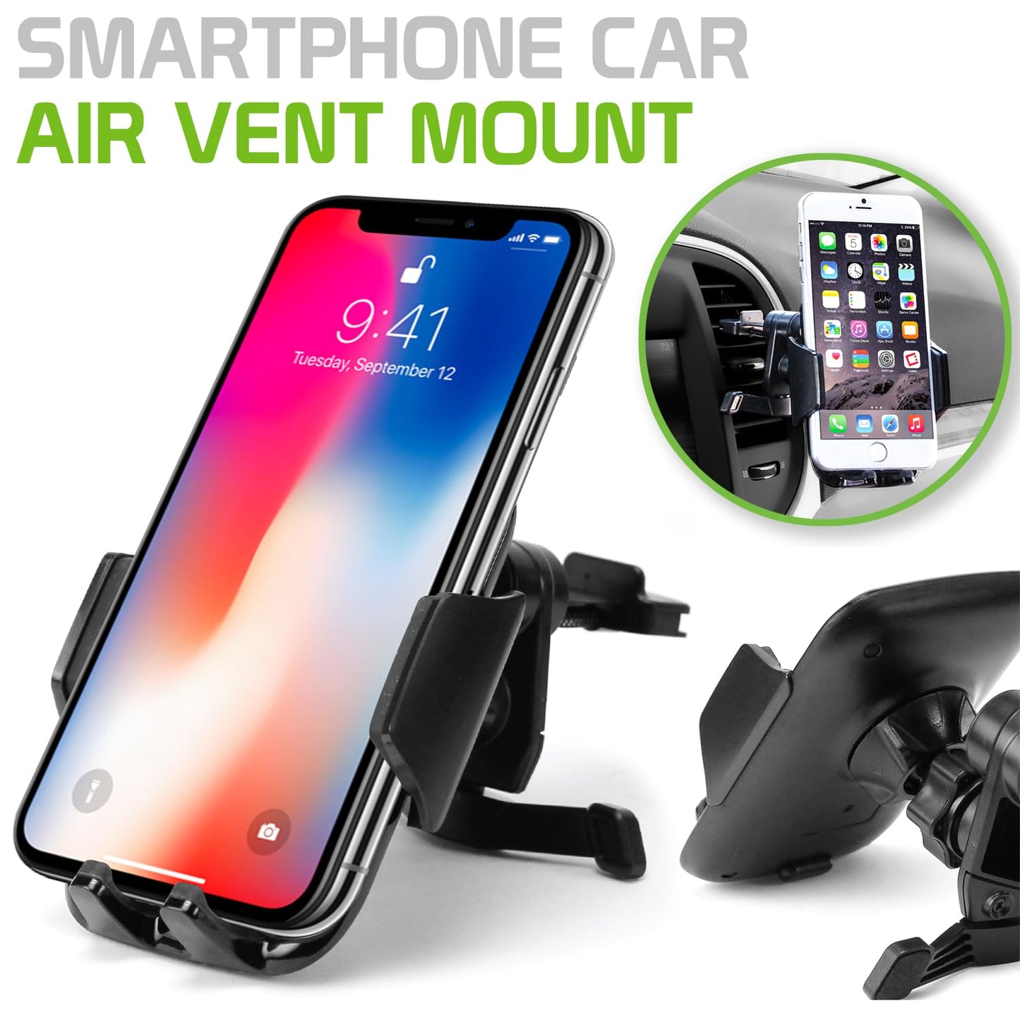 Universal Vehicle Cell Phone Holder - Universal Car Adjustable Mount with Expanding Hands Free Cradle