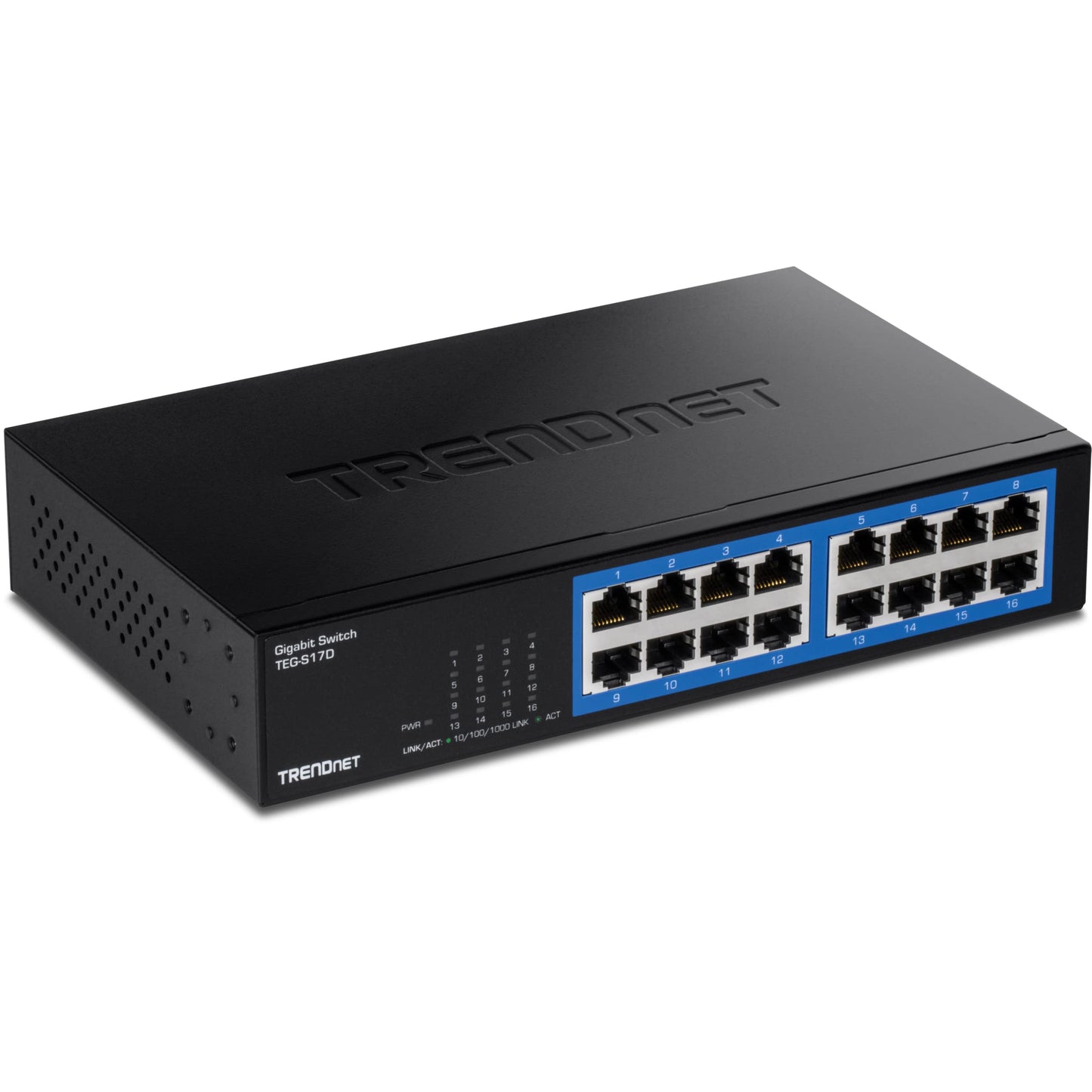 TRENDnet 16-Port Gigabit Desktop Switch, TEG-S17D, 16 x Gigabit RJ-45 Ports, 32Gbps Switching Capacity, Ethernet Splitter, NDAA & TAA Compliant
