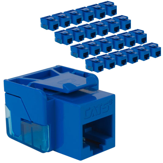 ICC CAT5e RJ45 Keystone Jack, Inline IDC No Pair Split, Blue, 25-Pack