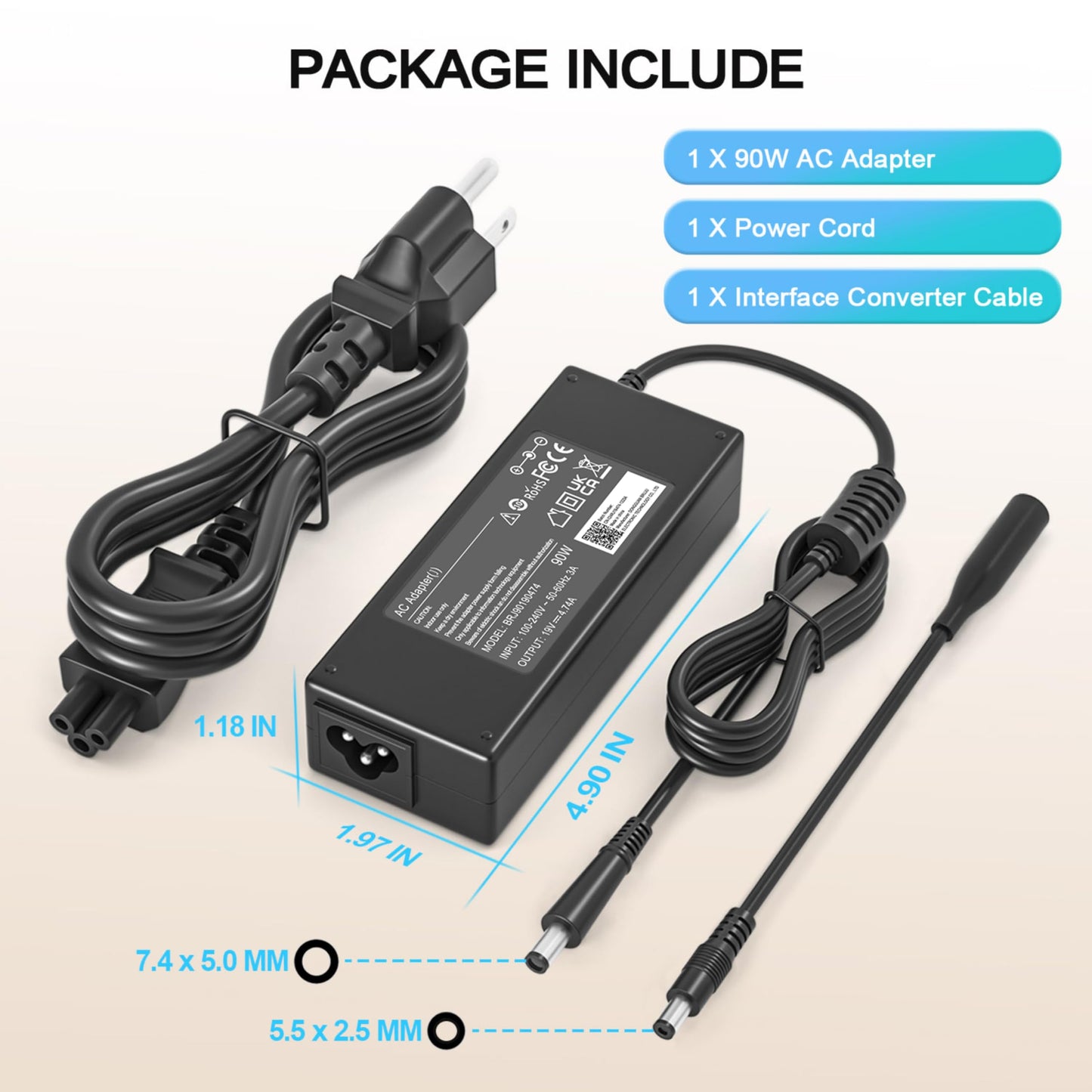 DONGNI 90W Desktop Charger Compatible with HP All in One Desktop Computer Power Cord 24” 27” 23” 22” ProDesk 600 400 EliteDesk 705 800 Mini 27-CR0082…