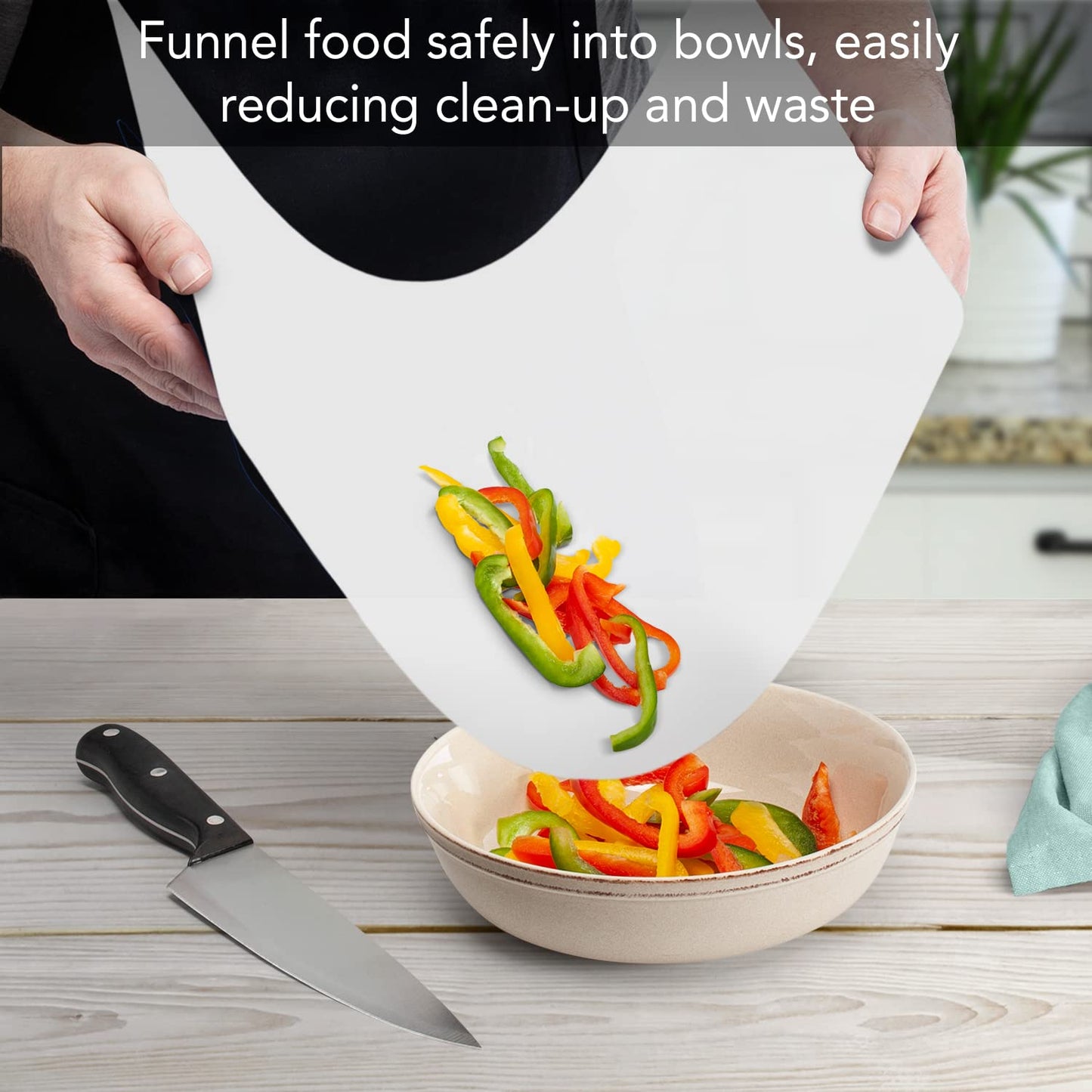 Cut N' Funnel Large Heavy Gauge Flexible Plastic Cutting Board Mat 1 Pack 24" by 18" Made in the USA BPA Free Dishwasher Safe