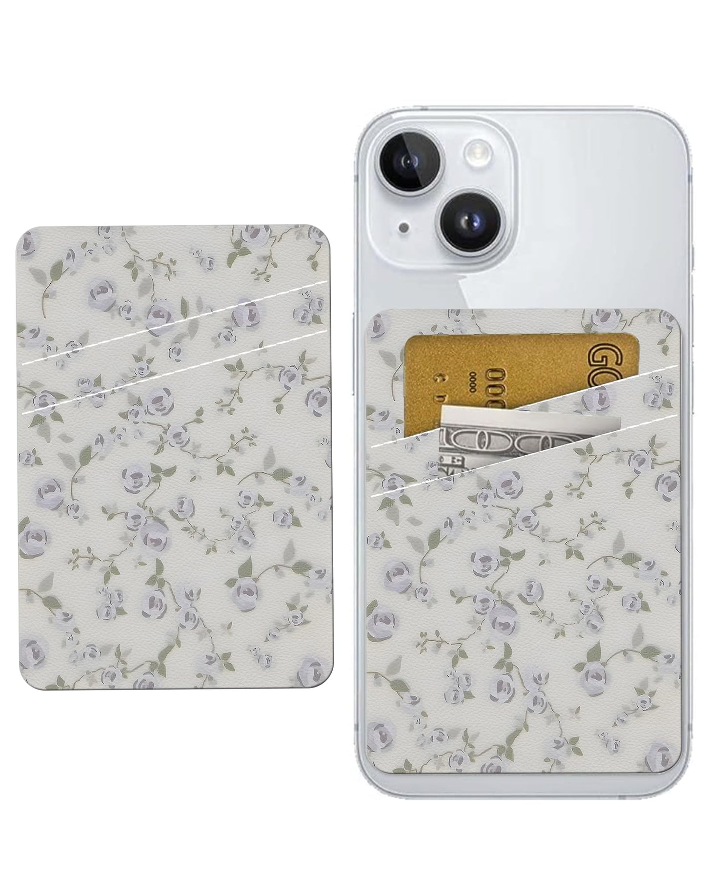 JYCardPKT Phone Card Holder Leather, Dual Pocket Phone Wallet Adhesive Stick On, Cute Phone Case Credit Card Holder, Suitable for Most of Phones