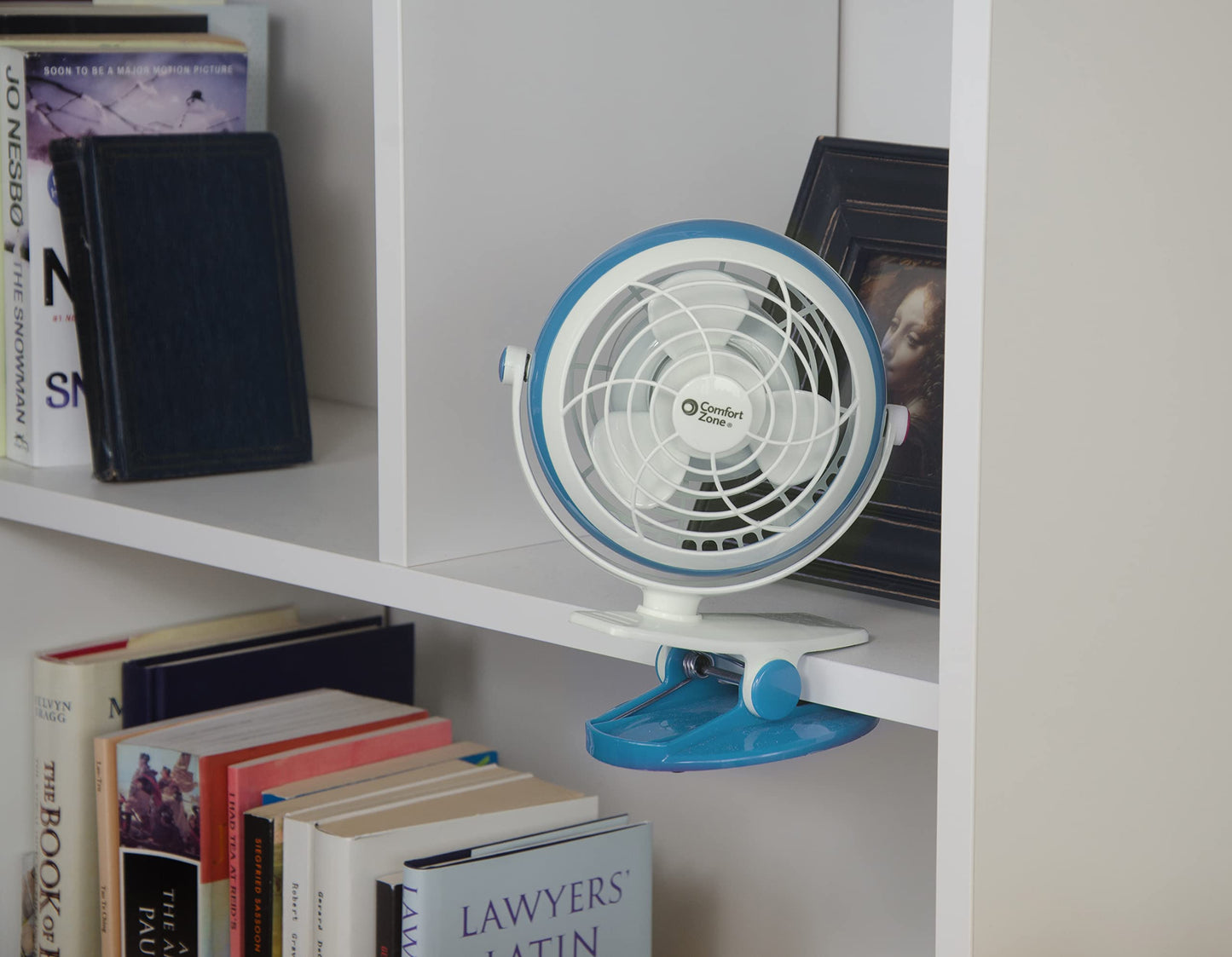 Comfort Zone Dual Base Combo Clip or Desk Fan, USB or Battery Powered, 4 inch, Single Speed Setting, Adjustable Tilt, Lightweight, Ideal for Home