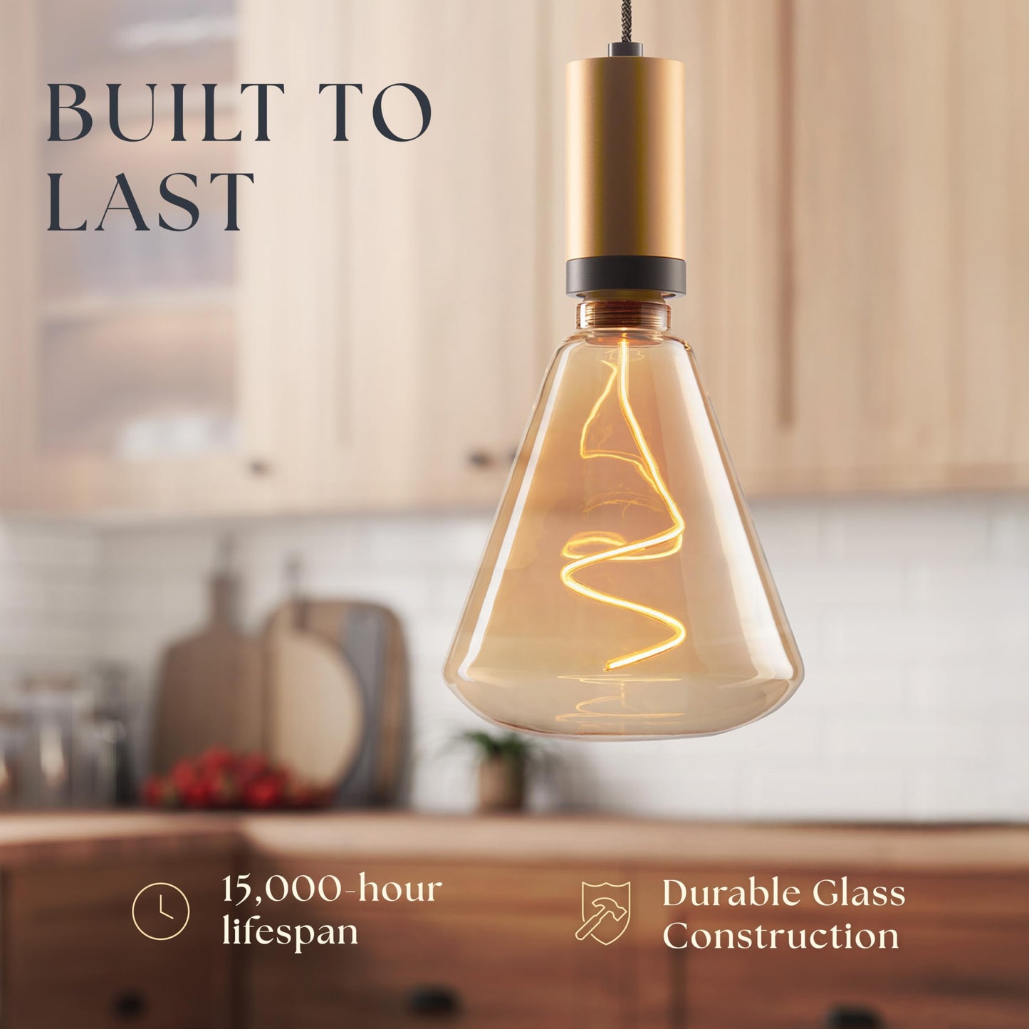 Next Glow Decorative Jumbo LED Filament Edison Light Bulb - 240 Lumen, 4.9W, Dimmable, 2000K Warm White, Medium E26 Base with Stunning Inner Pillar
