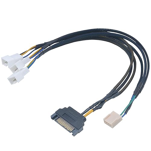 Akasa FLEXA FP3S | 1 to 3 Ways | 4-pin PWM Fan Splitter Cable | Supports 3 PWM Fans from a Single Motherboard PWM Header | with 15-pin SATA PSU