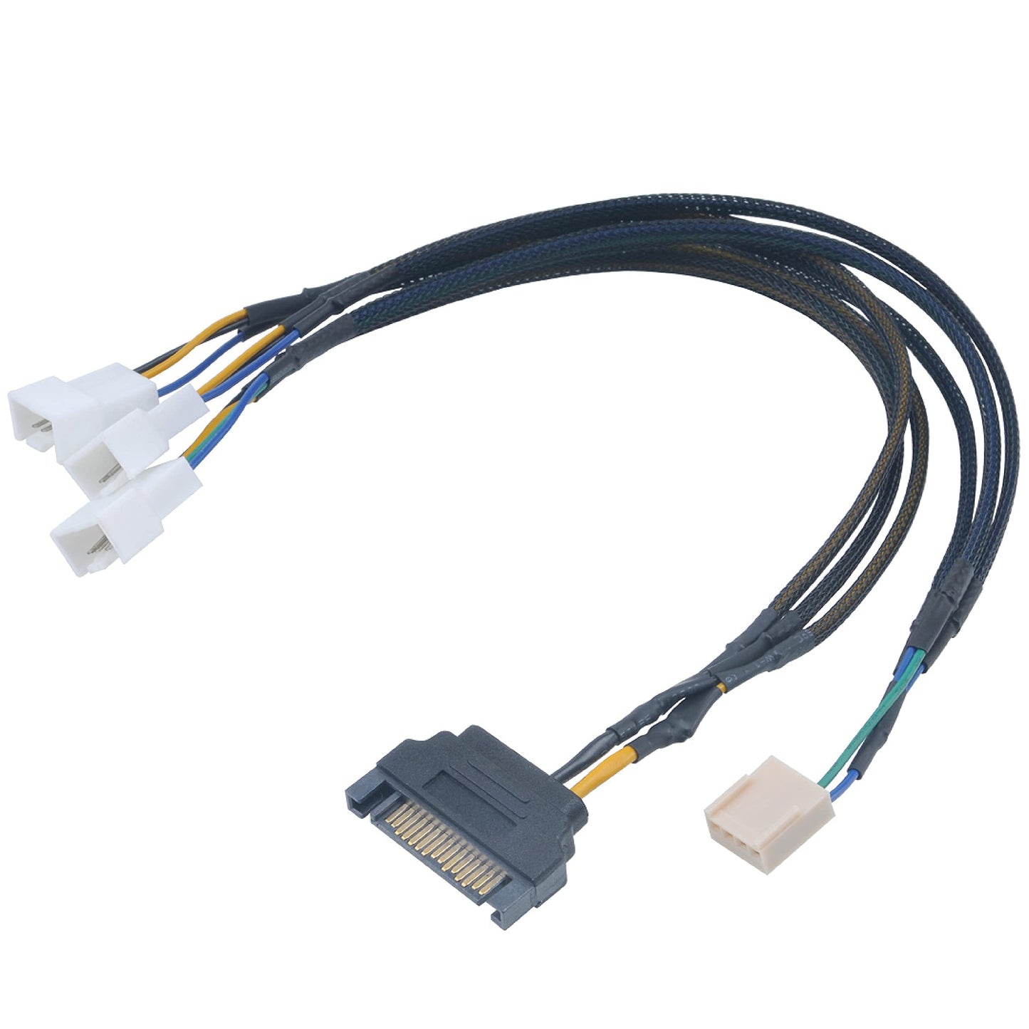 Akasa FLEXA FP3S | 1 to 3 Ways | 4-pin PWM Fan Splitter Cable | Supports 3 PWM Fans from a Single Motherboard PWM Header | with 15-pin SATA PSU