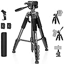 NEEWER BASICS Camera Tripod, 71'' Tripod with Cell Phone Holder Mount Compatible with iPhone for Video Recording, Professional Aluminum Lightweight